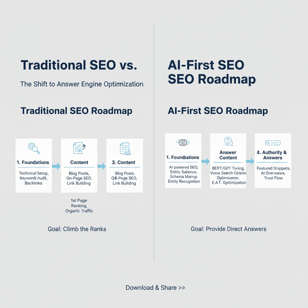 Traditional SEO vs. AI-First SEO Roadmap