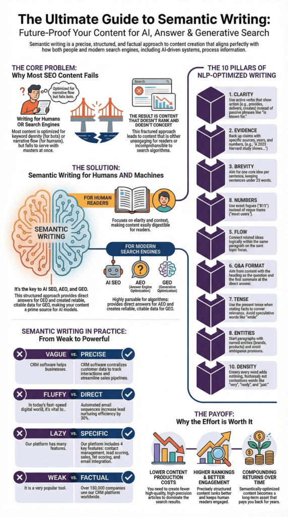 Semantic Writing For AI SEO, GEO and AEO Infographic